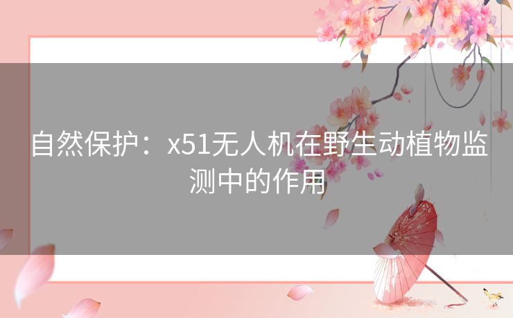 自然保护：x51无人机在野生动植物监测中的作用