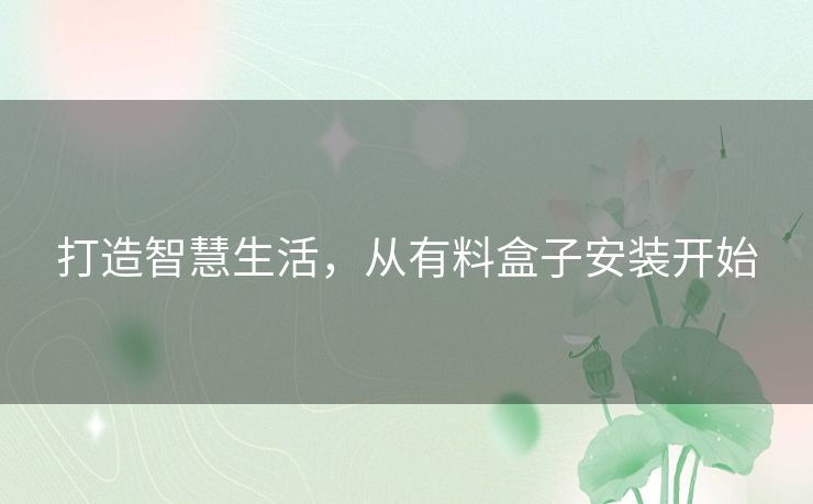 打造智慧生活，从有料盒子安装开始