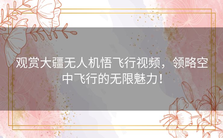 观赏大疆无人机悟飞行视频，领略空中飞行的无限魅力！