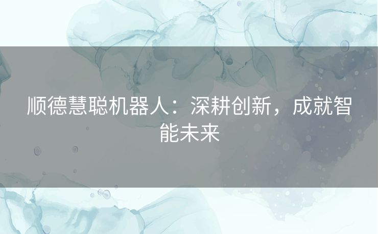 顺德慧聪机器人：深耕创新，成就智能未来