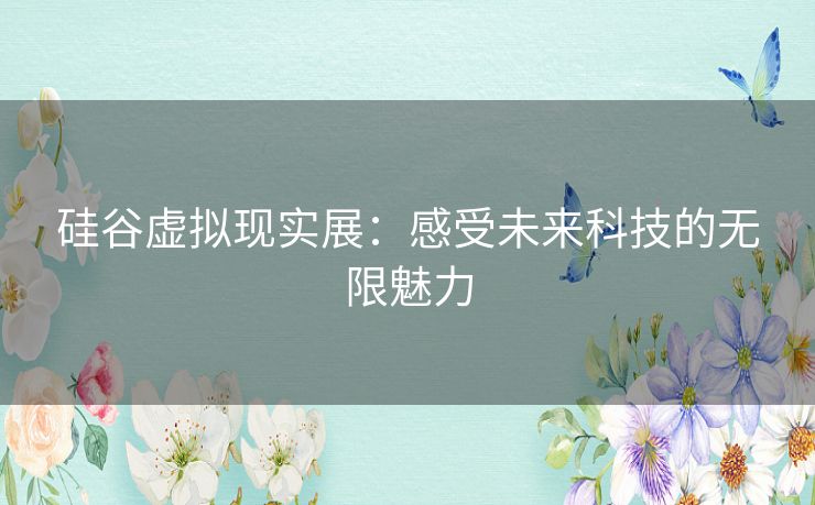 硅谷虚拟现实展：感受未来科技的无限魅力