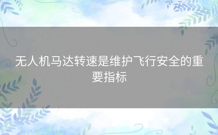 无人机马达转速是维护飞行安全的重要指标