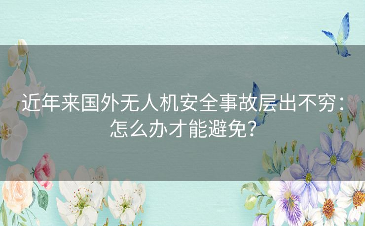 近年来国外无人机安全事故层出不穷：怎么办才能避免？