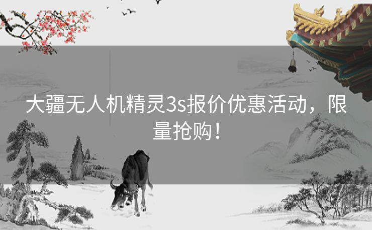 大疆无人机精灵3s报价优惠活动，限量抢购！