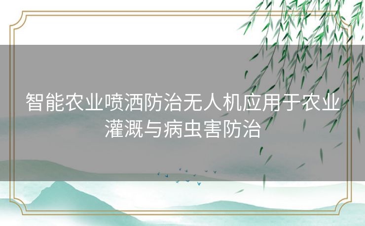 智能农业喷洒防治无人机应用于农业灌溉与病虫害防治