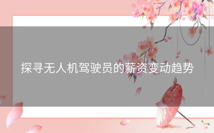 探寻无人机驾驶员的薪资变动趋势