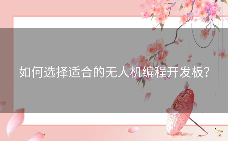 如何选择适合的无人机编程开发板？