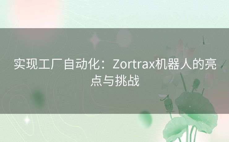 实现工厂自动化：Zortrax机器人的亮点与挑战