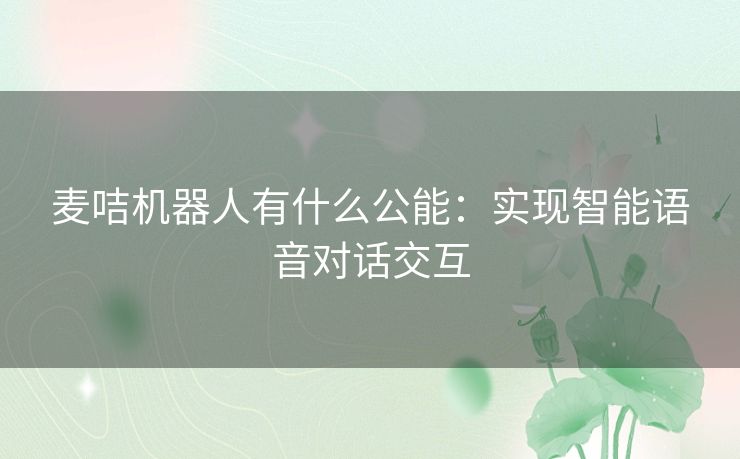 麦咭机器人有什么公能：实现智能语音对话交互