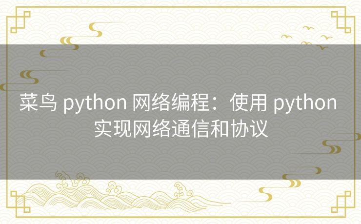 菜鸟 python 网络编程：使用 python 实现网络通信和协议