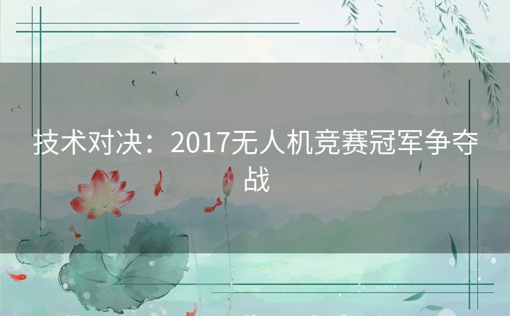 技术对决：2017无人机竞赛冠军争夺战