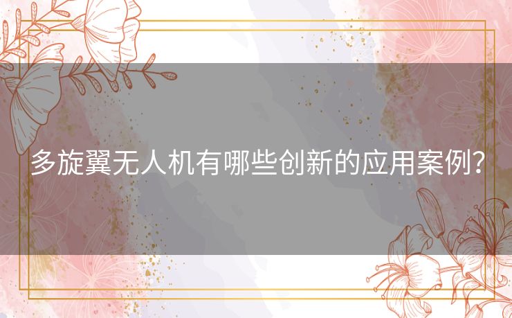 多旋翼无人机有哪些创新的应用案例？