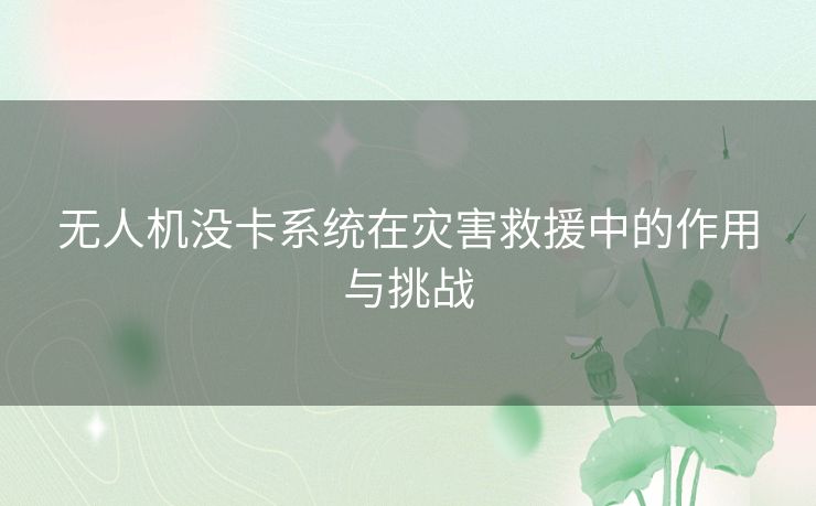 无人机没卡系统在灾害救援中的作用与挑战