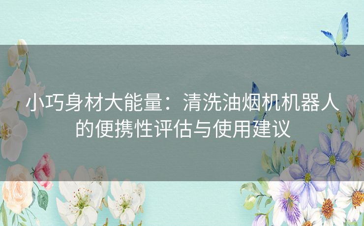 小巧身材大能量：清洗油烟机机器人的便携性评估与使用建议