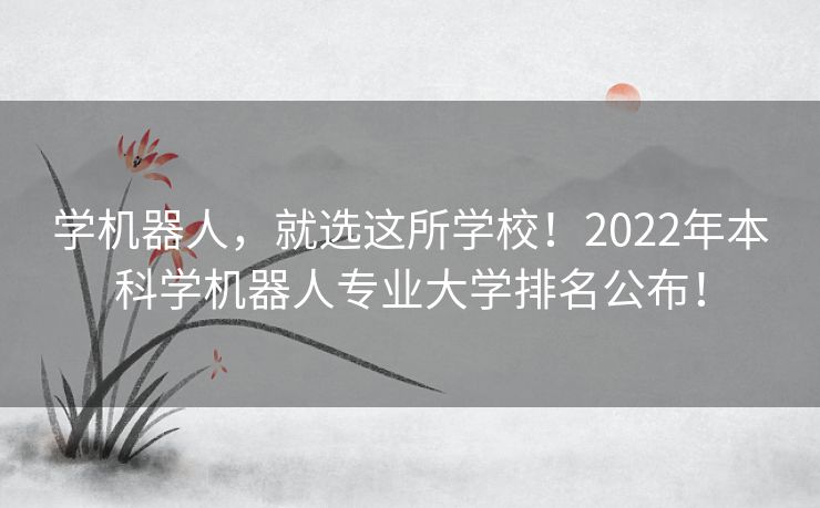 学机器人，就选这所学校！2022年本科学机器人专业大学排名公布！