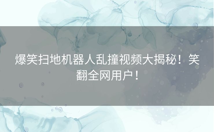 爆笑扫地机器人乱撞视频大揭秘！笑翻全网用户！