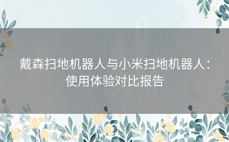 戴森扫地机器人与小米扫地机器人：使用体验对比报告