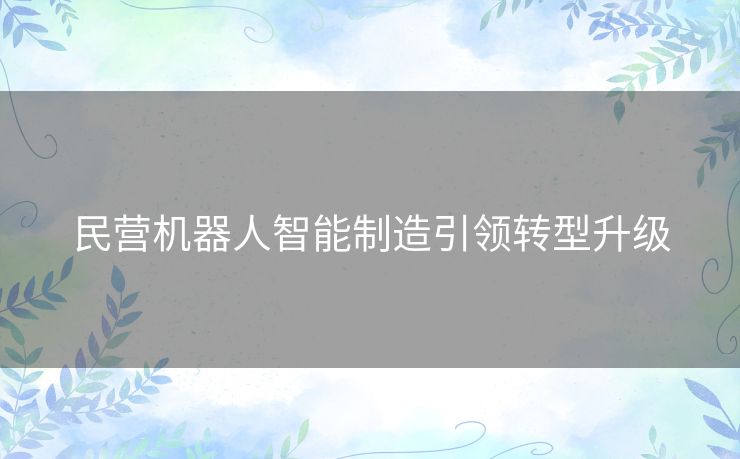 民营机器人智能制造引领转型升级