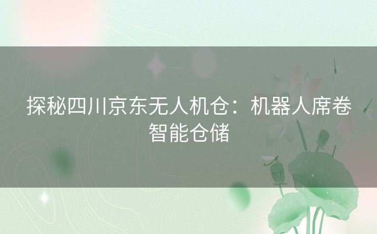 探秘四川京东无人机仓：机器人席卷智能仓储