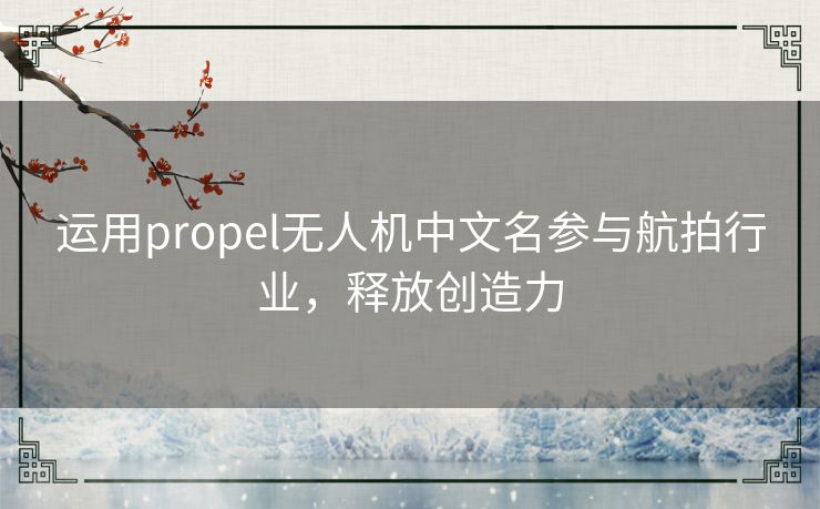 运用propel无人机中文名参与航拍行业，释放创造力