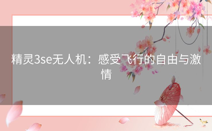 精灵3se无人机：感受飞行的自由与激情