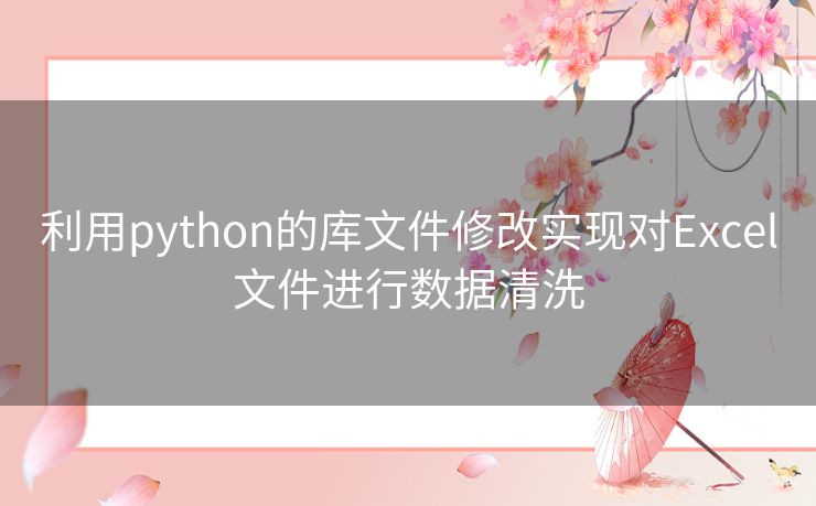 利用python的库文件修改实现对Excel文件进行数据清洗