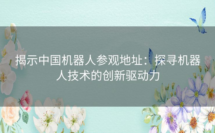 揭示中国机器人参观地址：探寻机器人技术的创新驱动力