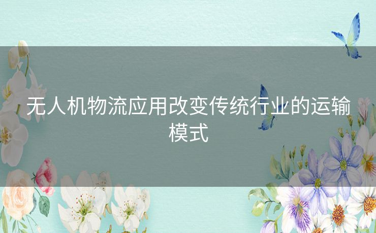 无人机物流应用改变传统行业的运输模式