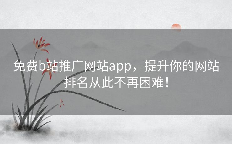 免费b站推广网站app，提升你的网站排名从此不再困难！