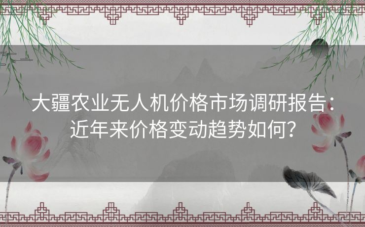 大疆农业无人机价格市场调研报告：近年来价格变动趋势如何？