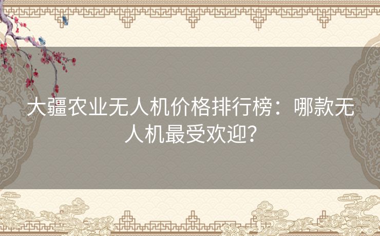 大疆农业无人机价格排行榜：哪款无人机最受欢迎？