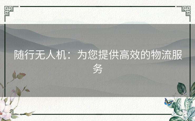 随行无人机：为您提供高效的物流服务