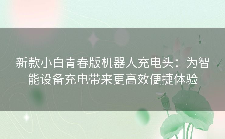 新款小白青春版机器人充电头：为智能设备充电带来更高效便捷体验