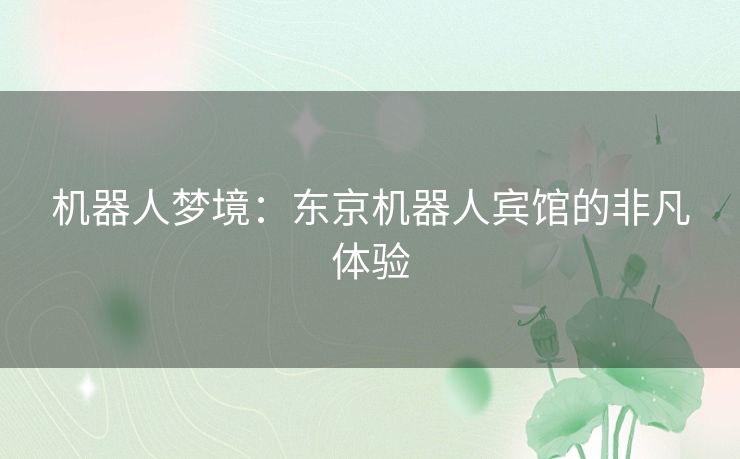 机器人梦境：东京机器人宾馆的非凡体验