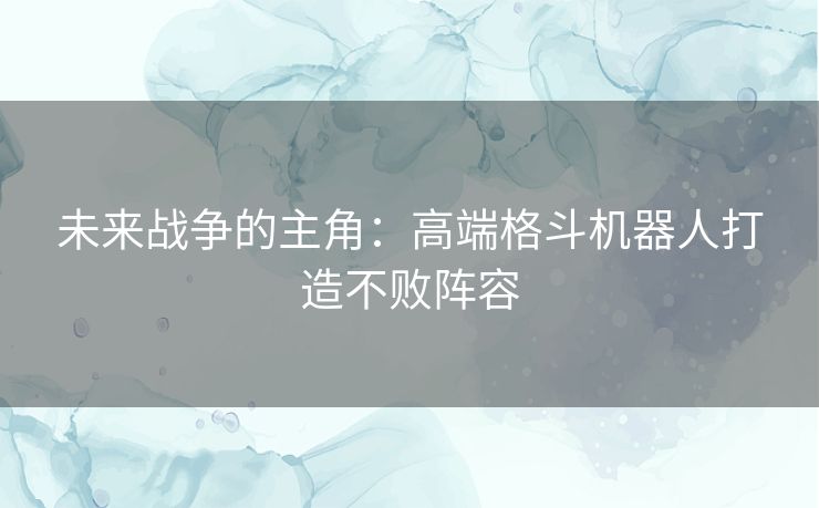 未来战争的主角：高端格斗机器人打造不败阵容