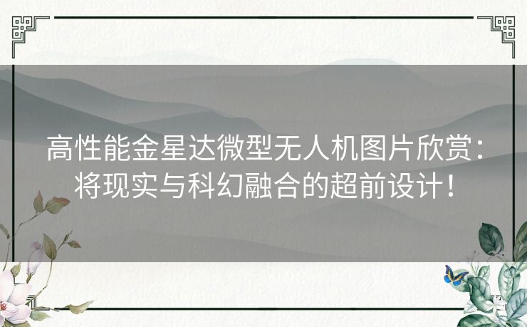 高性能金星达微型无人机图片欣赏：将现实与科幻融合的超前设计！