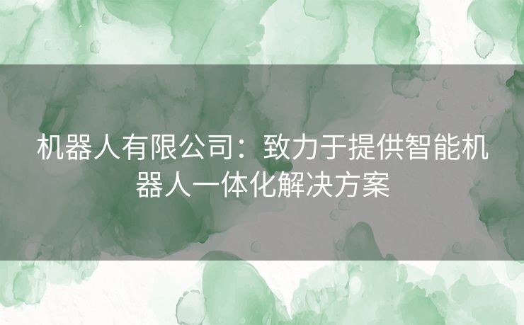 机器人有限公司：致力于提供智能机器人一体化解决方案