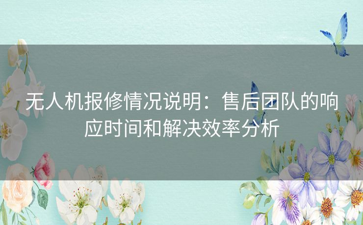 无人机报修情况说明：售后团队的响应时间和解决效率分析