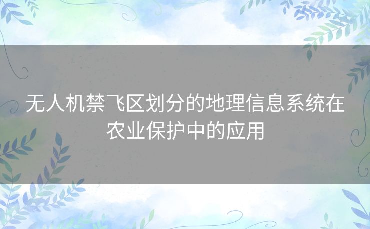 无人机禁飞区划分的地理信息系统在农业保护中的应用