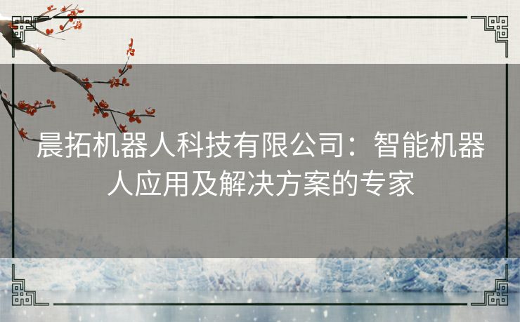 晨拓机器人科技有限公司：智能机器人应用及解决方案的专家