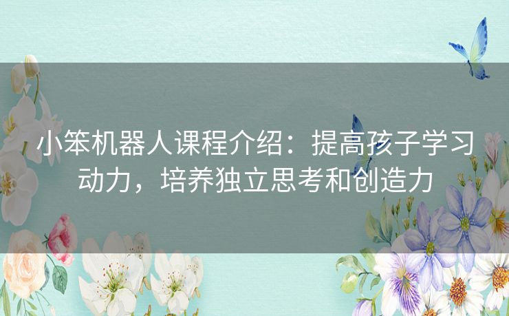 小笨机器人课程介绍：提高孩子学习动力，培养独立思考和创造力