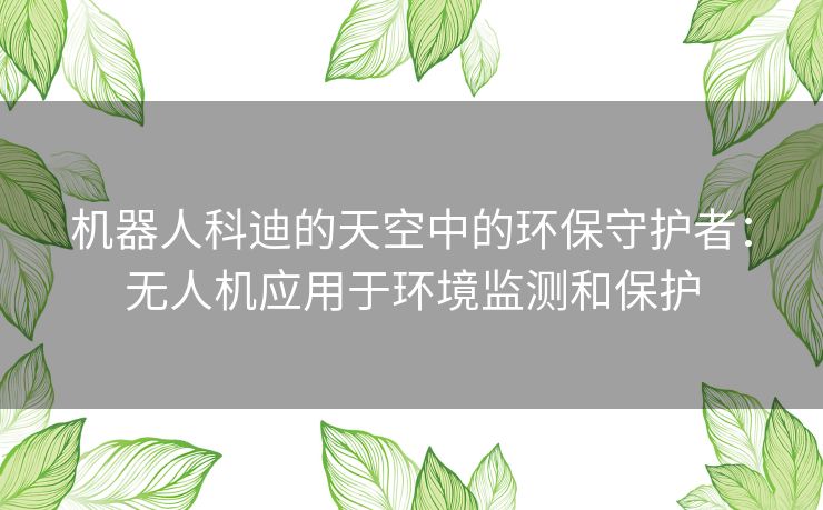 机器人科迪的天空中的环保守护者：无人机应用于环境监测和保护