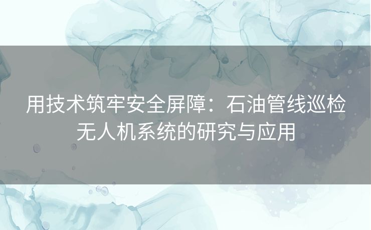 用技术筑牢安全屏障：石油管线巡检无人机系统的研究与应用