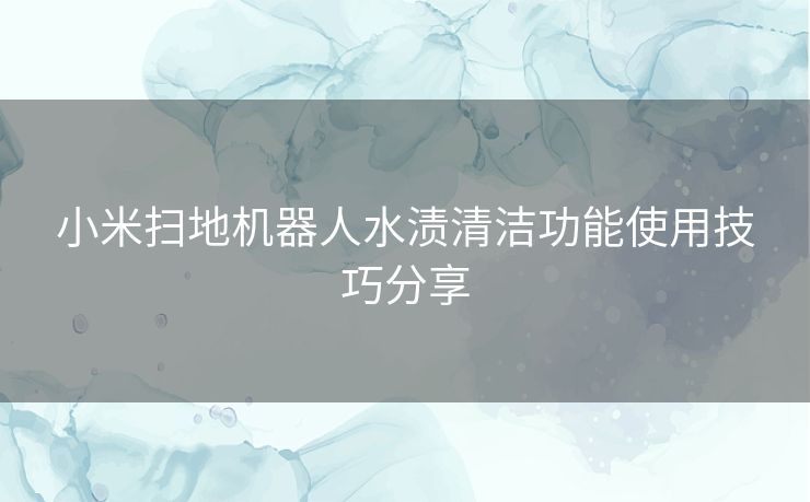 小米扫地机器人水渍清洁功能使用技巧分享