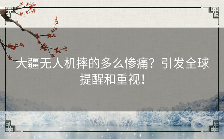 大疆无人机摔的多么惨痛？引发全球提醒和重视！