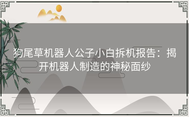 狗尾草机器人公子小白拆机报告：揭开机器人制造的神秘面纱