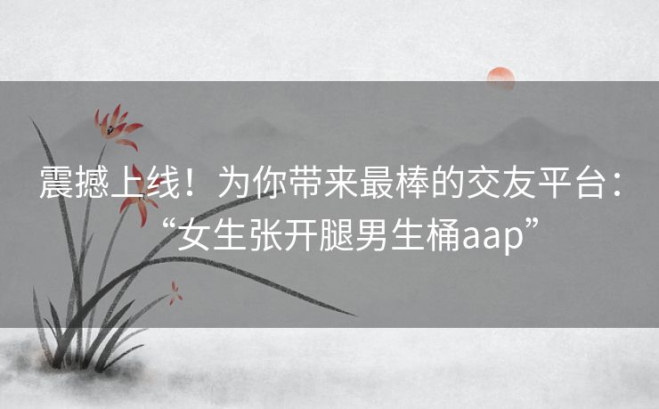 震撼上线！为你带来最棒的交友平台：“女生张开腿男生桶aap”