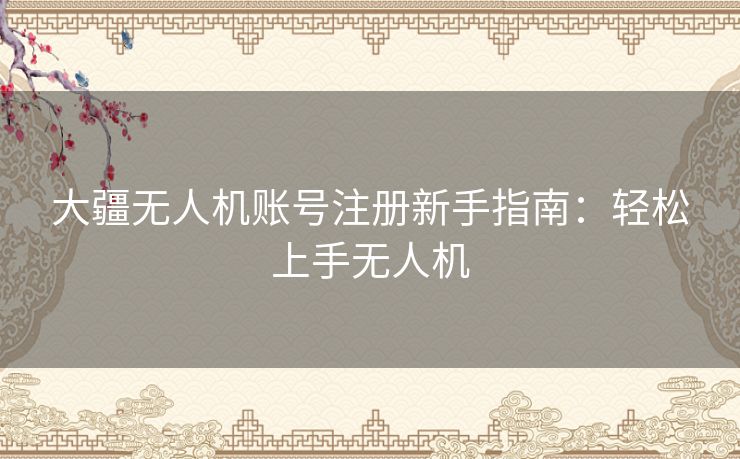 大疆无人机账号注册新手指南：轻松上手无人机