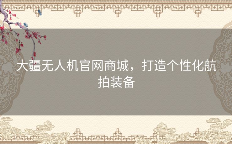 大疆无人机官网商城，打造个性化航拍装备