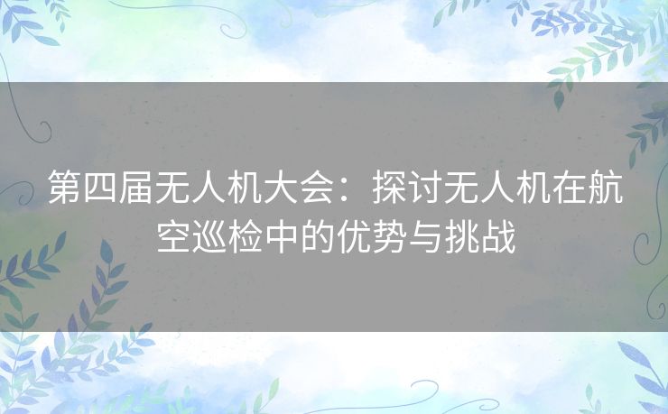 第四届无人机大会：探讨无人机在航空巡检中的优势与挑战